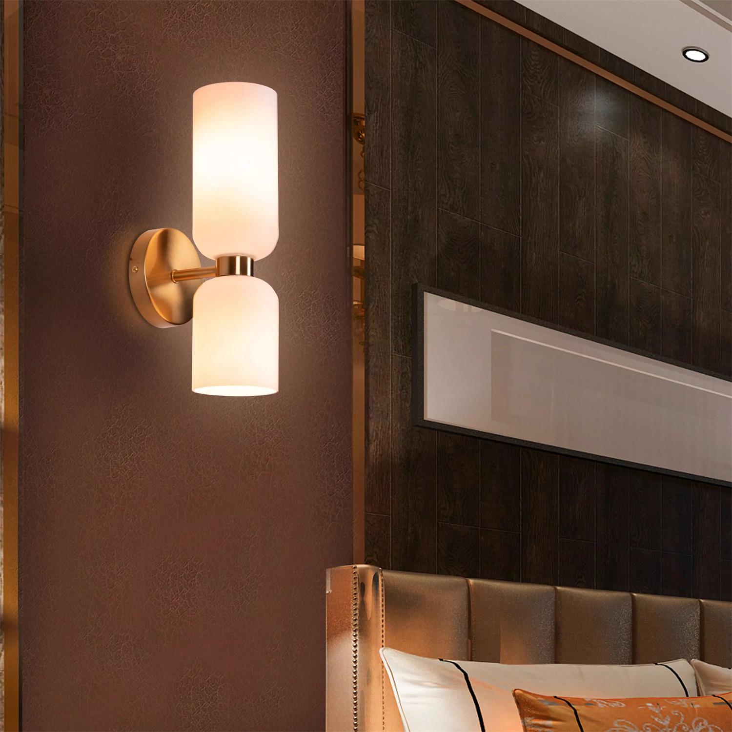 Freyza | Chime Brass Glass Brass Glass Wall Light – Bedroom Hallway
