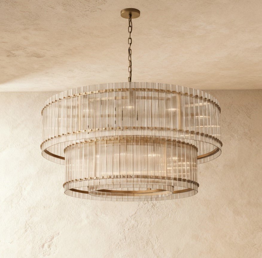 Freyza - Eikon | Elegant Hand-Raked Glass 2-Tier Chandelier