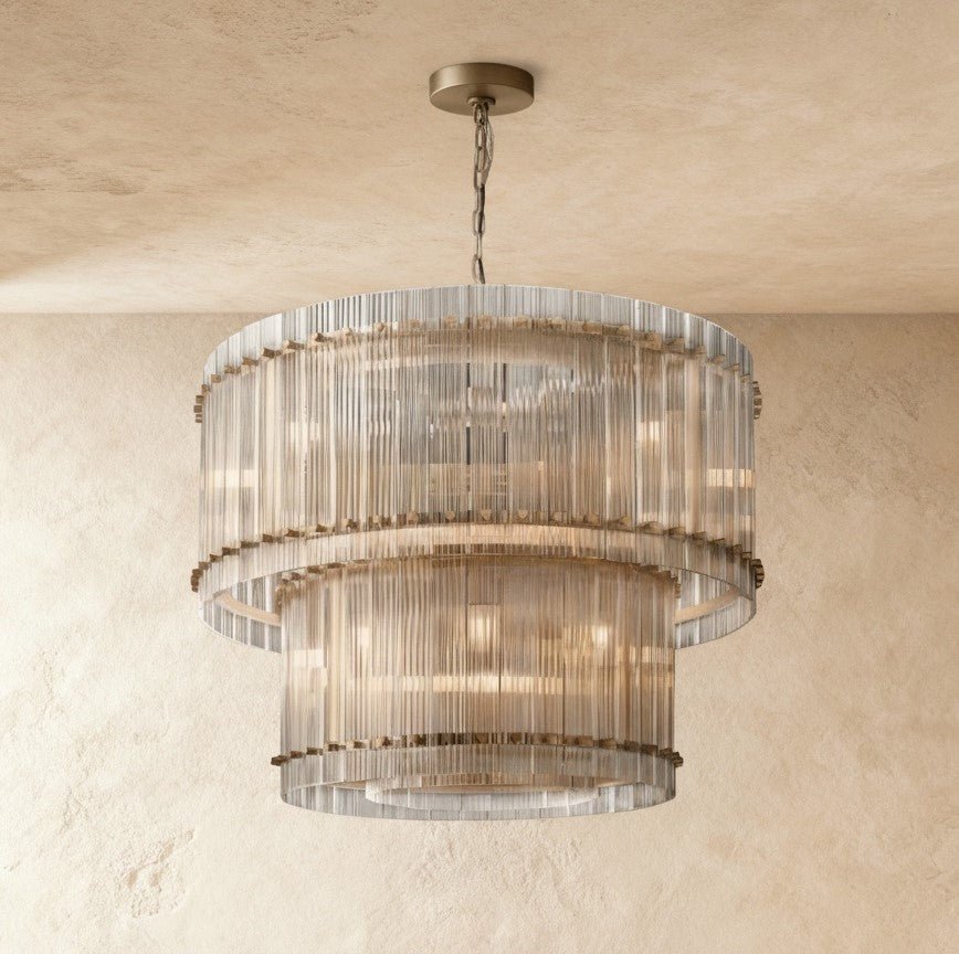 Freyza - Eikon | Elegant Hand-Raked Glass 2-Tier Chandelier