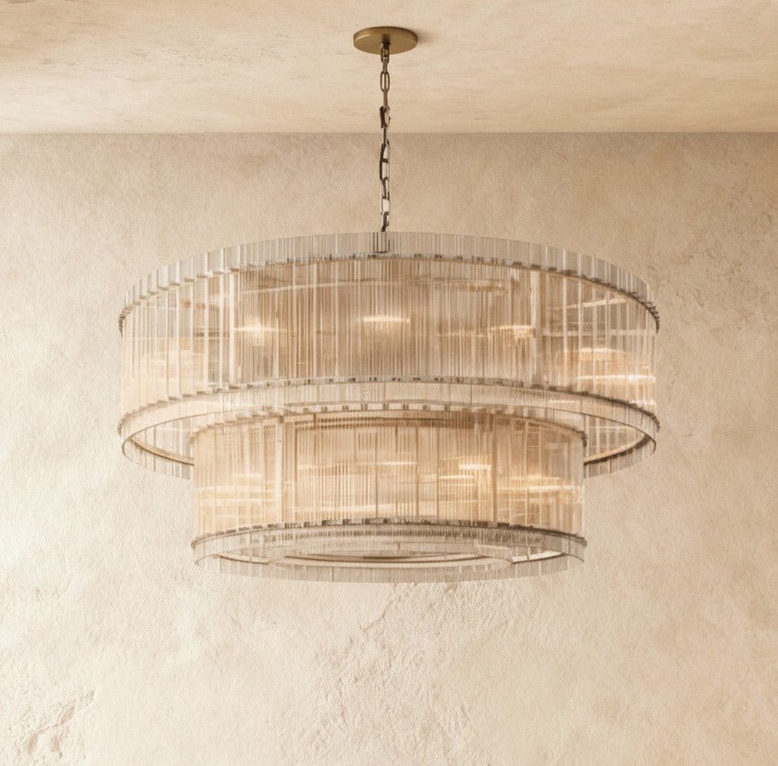 Freyza - Eikon | Elegant Hand-Raked Glass 2-Tier Chandelier