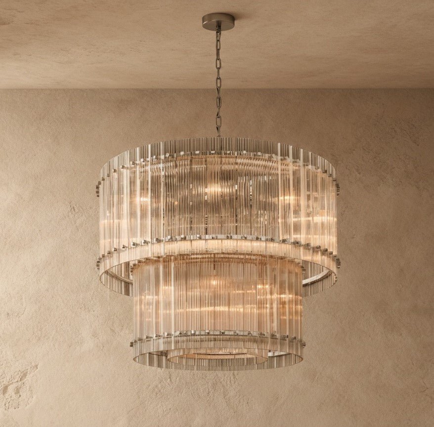 Freyza - Eikon | Elegant Hand-Raked Glass 2-Tier Chandelier