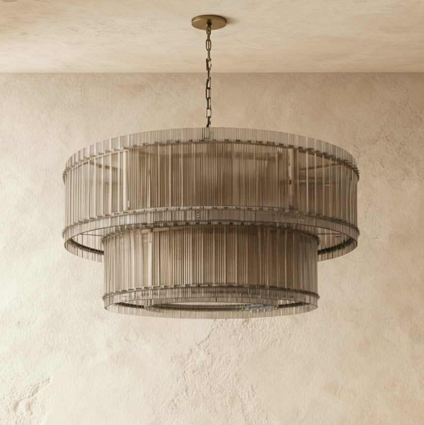 Freyza - Eikon | Elegant Hand-Raked Glass 2-Tier Chandelier