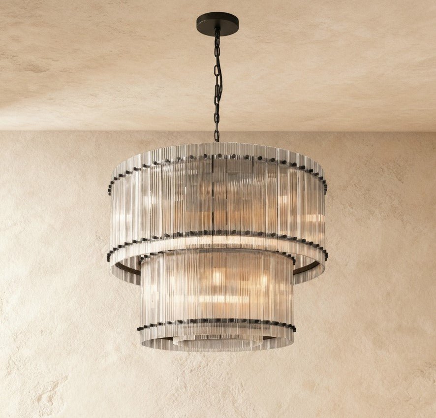 Freyza - Eikon | Elegant Hand-Raked Glass 2-Tier Chandelier