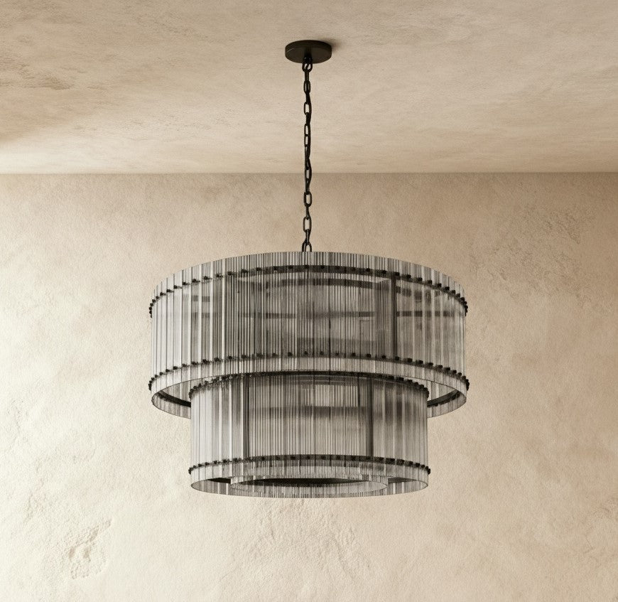 Freyza - Eikon | Elegant Hand-Raked Glass 2-Tier Chandelier
