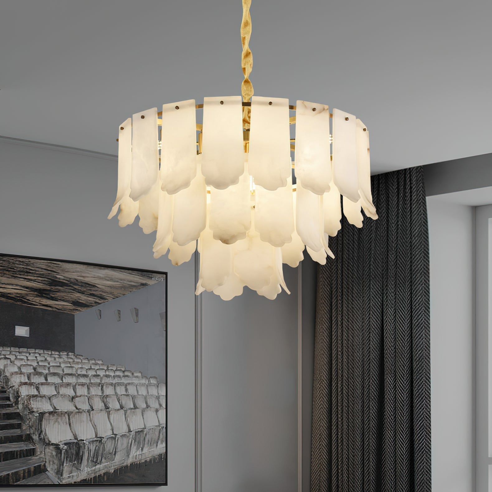 Freyza | Hue Postmodern Luxury Brass Chandelier – Modern Dining Room Living Room