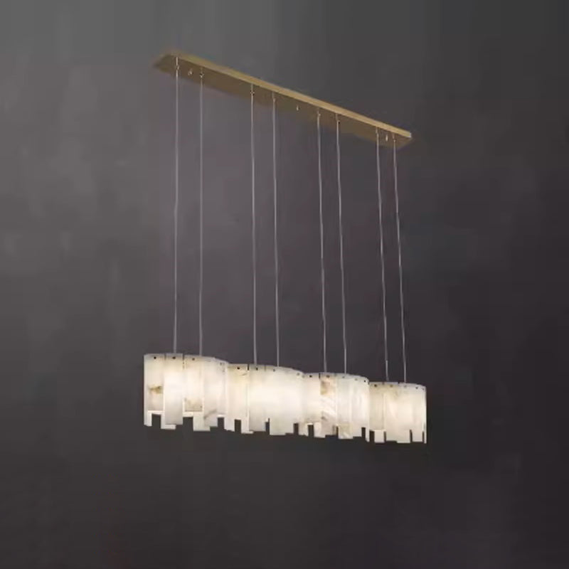 Freyza - Elegant Alabaster Chandelier Light with Brass Accents | Modern Design for Dining Room Decor