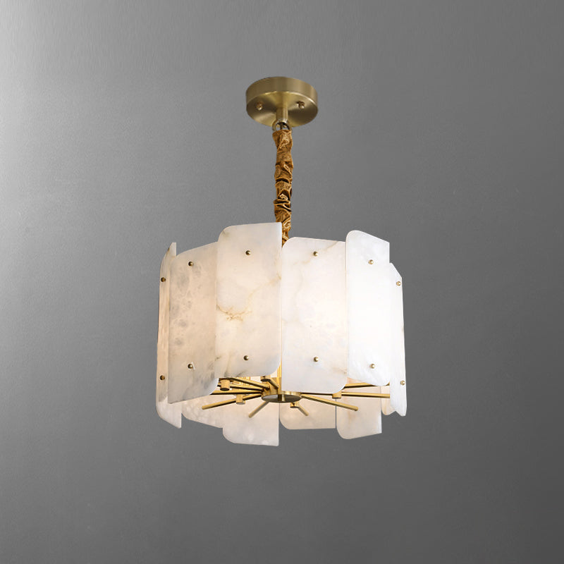 Freyza - Elegant Alabaster Chandelier Light with Brass Accents | Modern Design for Dining Room Illumination