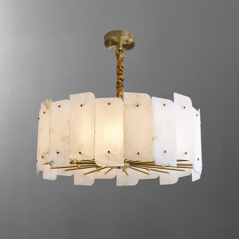 Freyza - Elegant Alabaster Chandelier Light with Brass Accents | Modern Design for Dining Room Illumination
