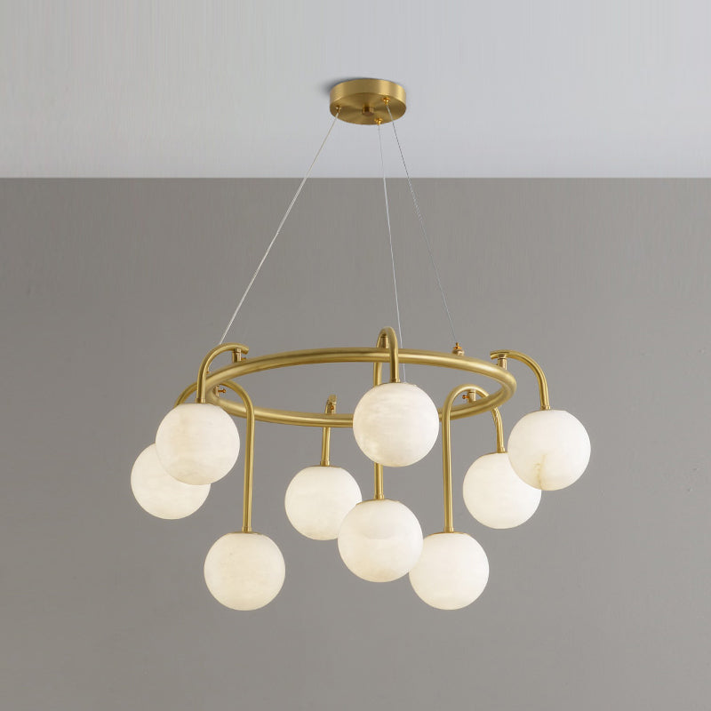 Freyza - Elegant Alabaster Chandelier Light with Brass Finish | Modern Design for Stunning Indoor Ambiance