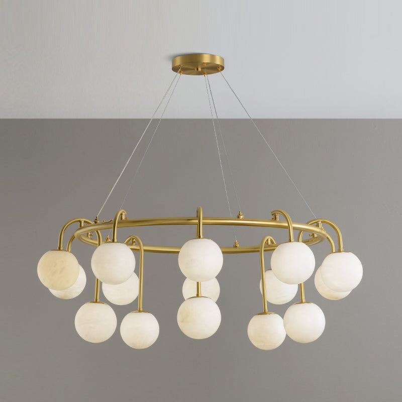 Freyza - Elegant Alabaster Chandelier Light with Brass Finish | Modern Design for Stunning Indoor Ambiance