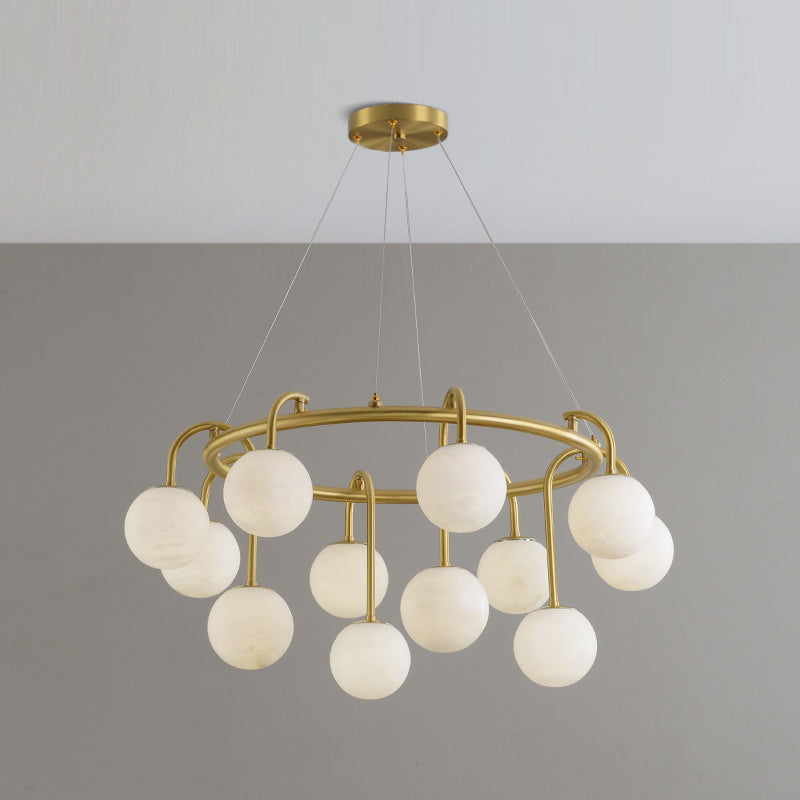 Freyza - Elegant Alabaster Chandelier Light with Brass Finish | Modern Design for Stunning Indoor Ambiance