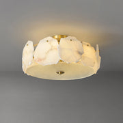 Freyza - Elegant Alabaster Glass Flush Mount Ceiling Light Fixture with Brass Finish | Stylish Illumination for Indoor Spaces