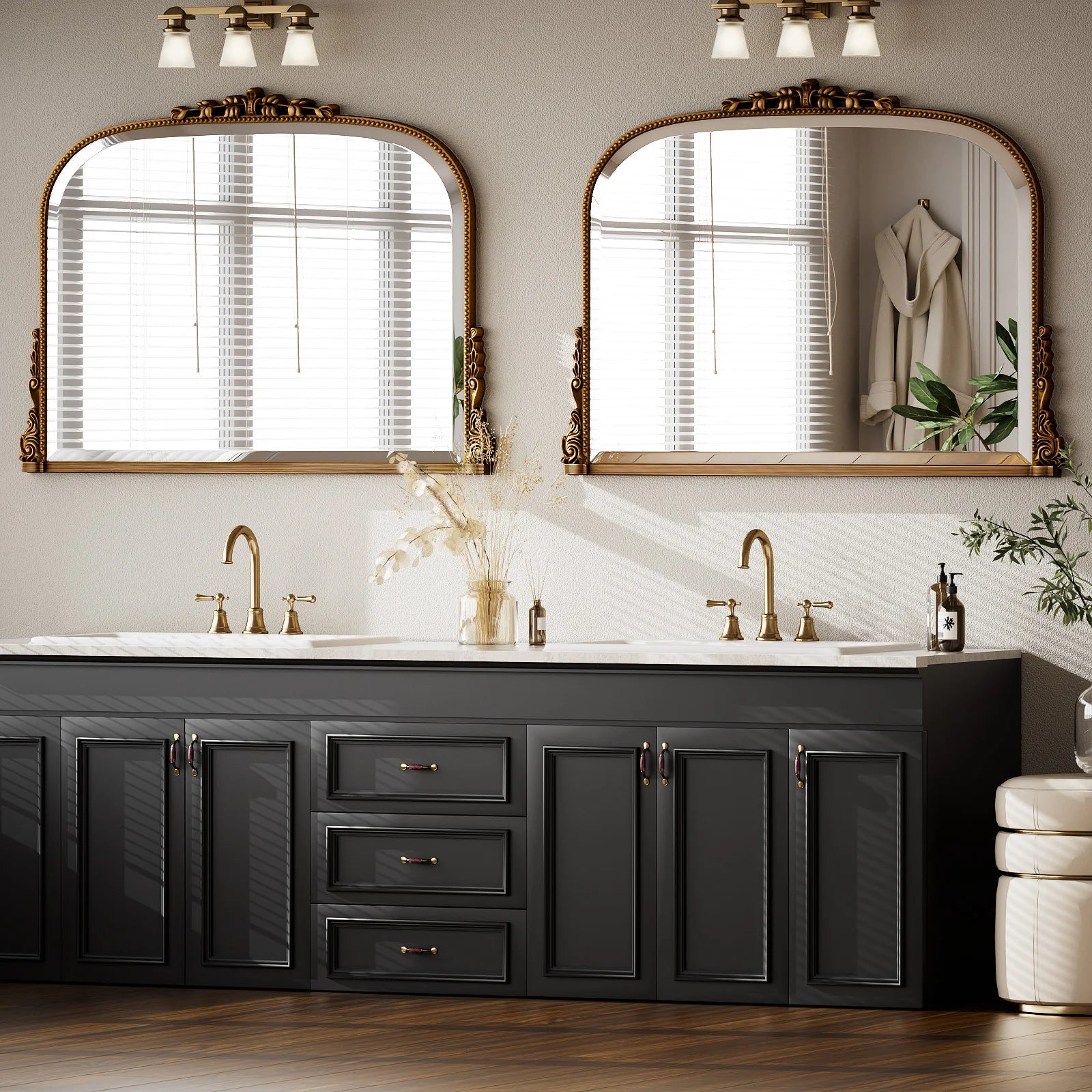 Elegant Arched Vanity Mirror | Vintage Wall-Mounted Design for Stylish Grooming 1