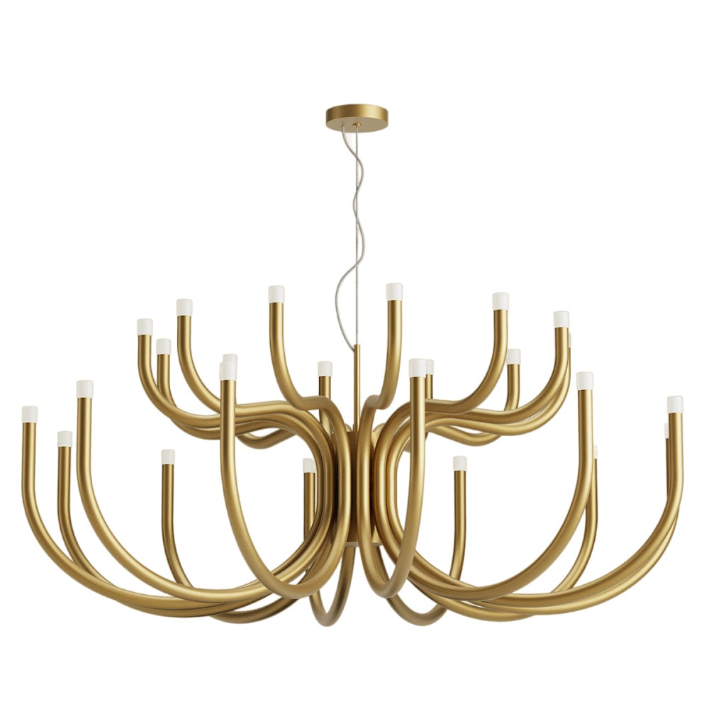 Freyza - Elegant Brass Chandelier Light with Integrated LED & Customizable Design for Sophisticated Indoor Spaces