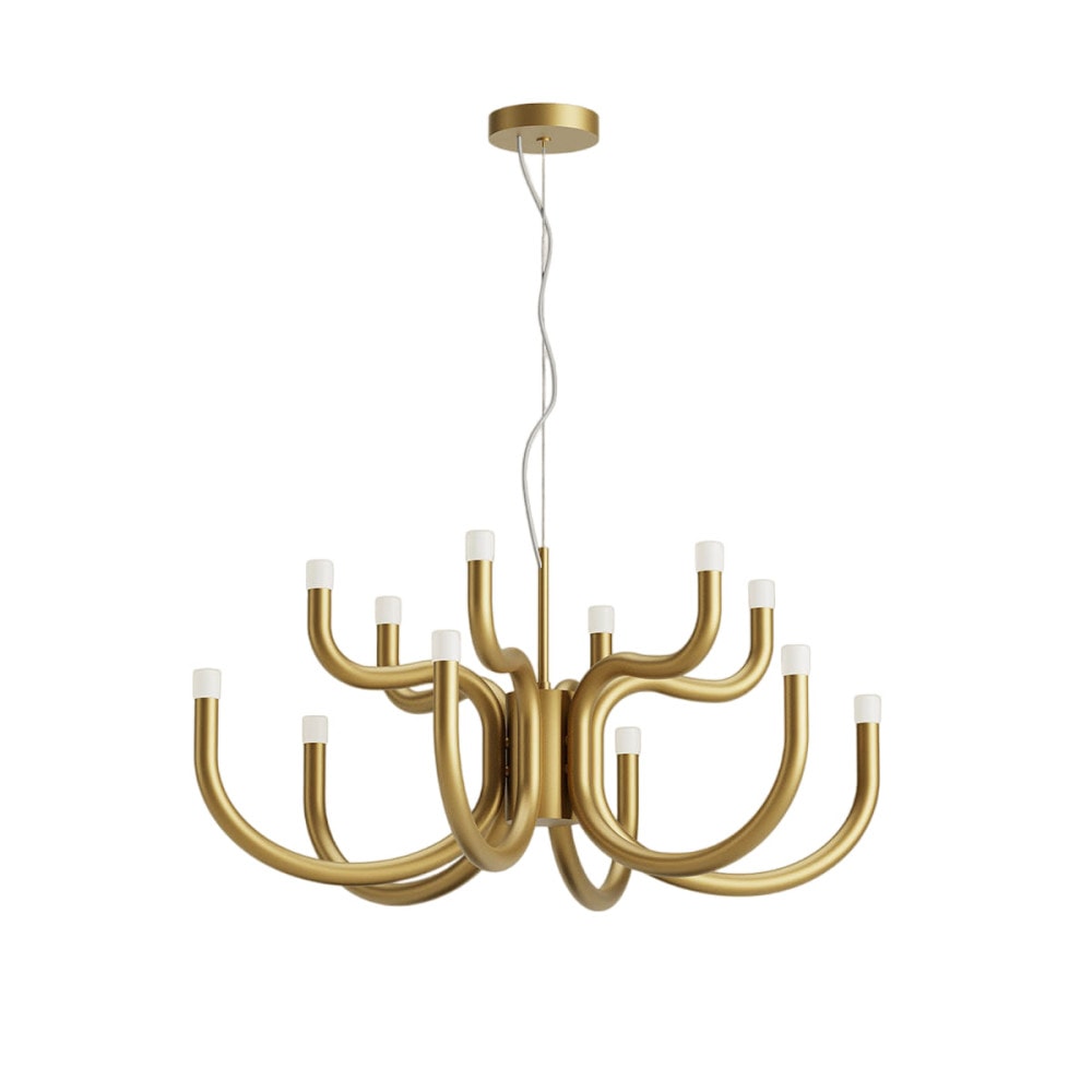 Freyza - Elegant Brass Chandelier Light with Integrated LED & Customizable Design for Sophisticated Indoor Spaces