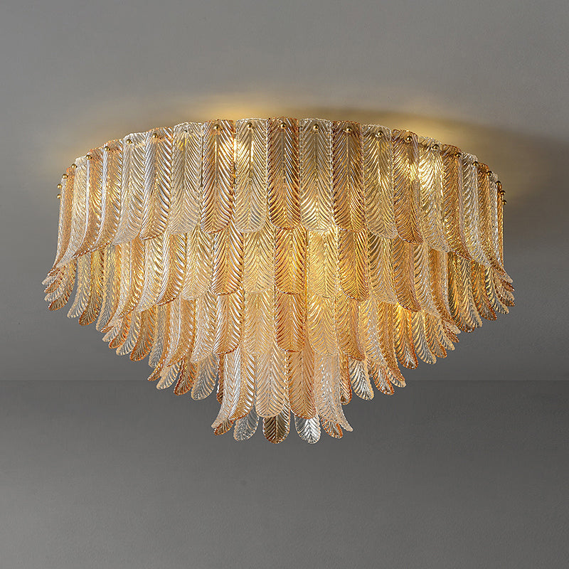 Freyza - Elegant Brass Glass Ceiling Light Fixture with Multiple Heads for Stylish Interiors