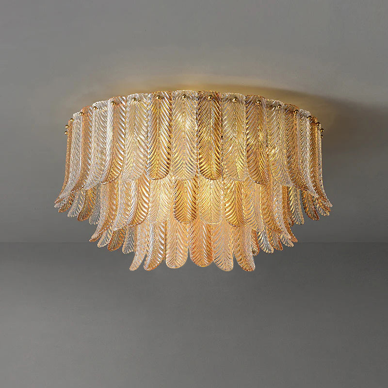 Freyza - Elegant Brass Glass Ceiling Light Fixture with Multiple Heads for Stylish Interiors