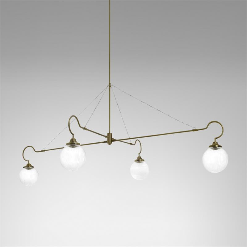 Freyza - Elegant Brass Glass Chandelier Light with Dimmable Features | Modern Design for Dining Room Ambiance