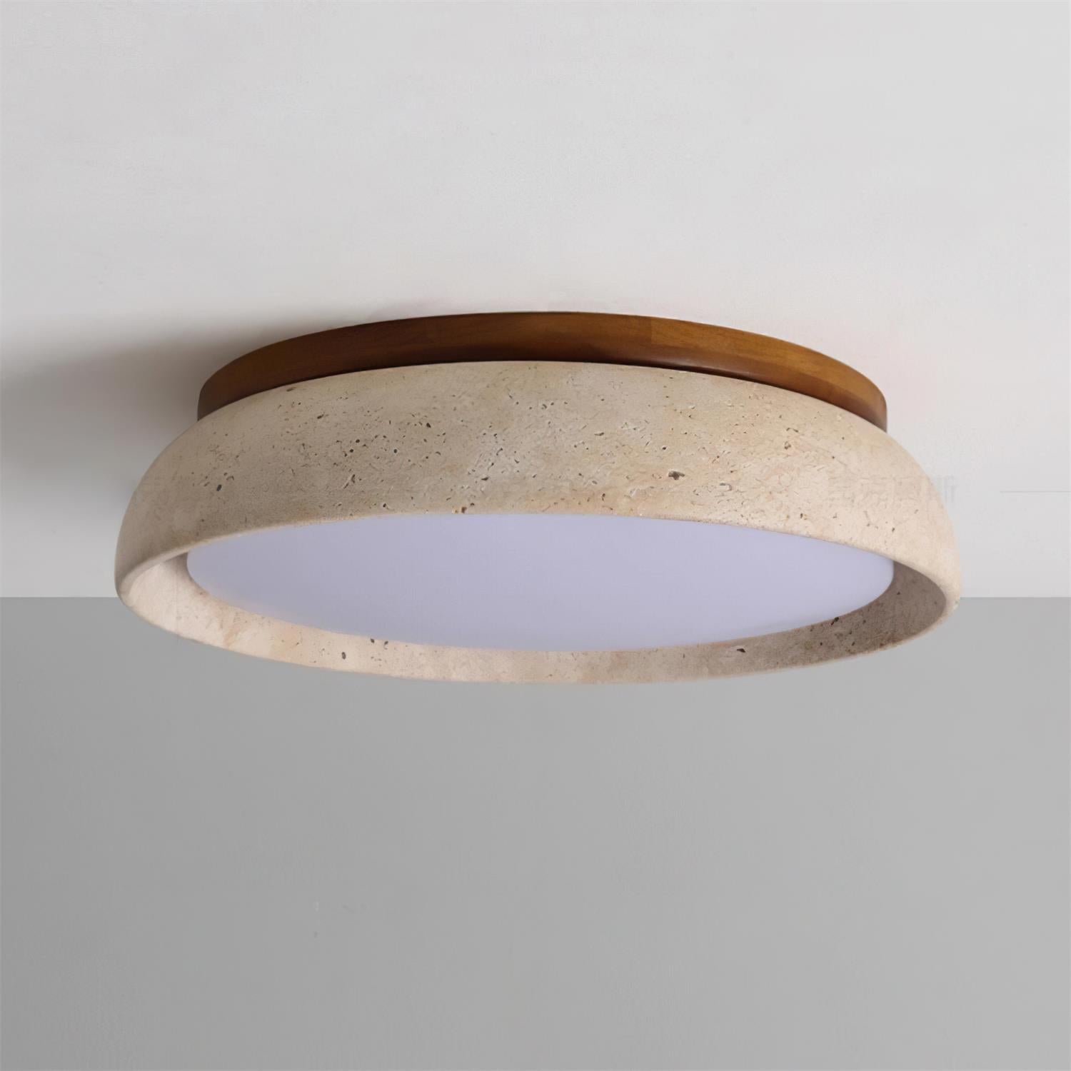 Elegant Ceiling Light Fixture | Modern Travertine Flush Mount with Integrated LED | Warm Ambiance for Any Room 6