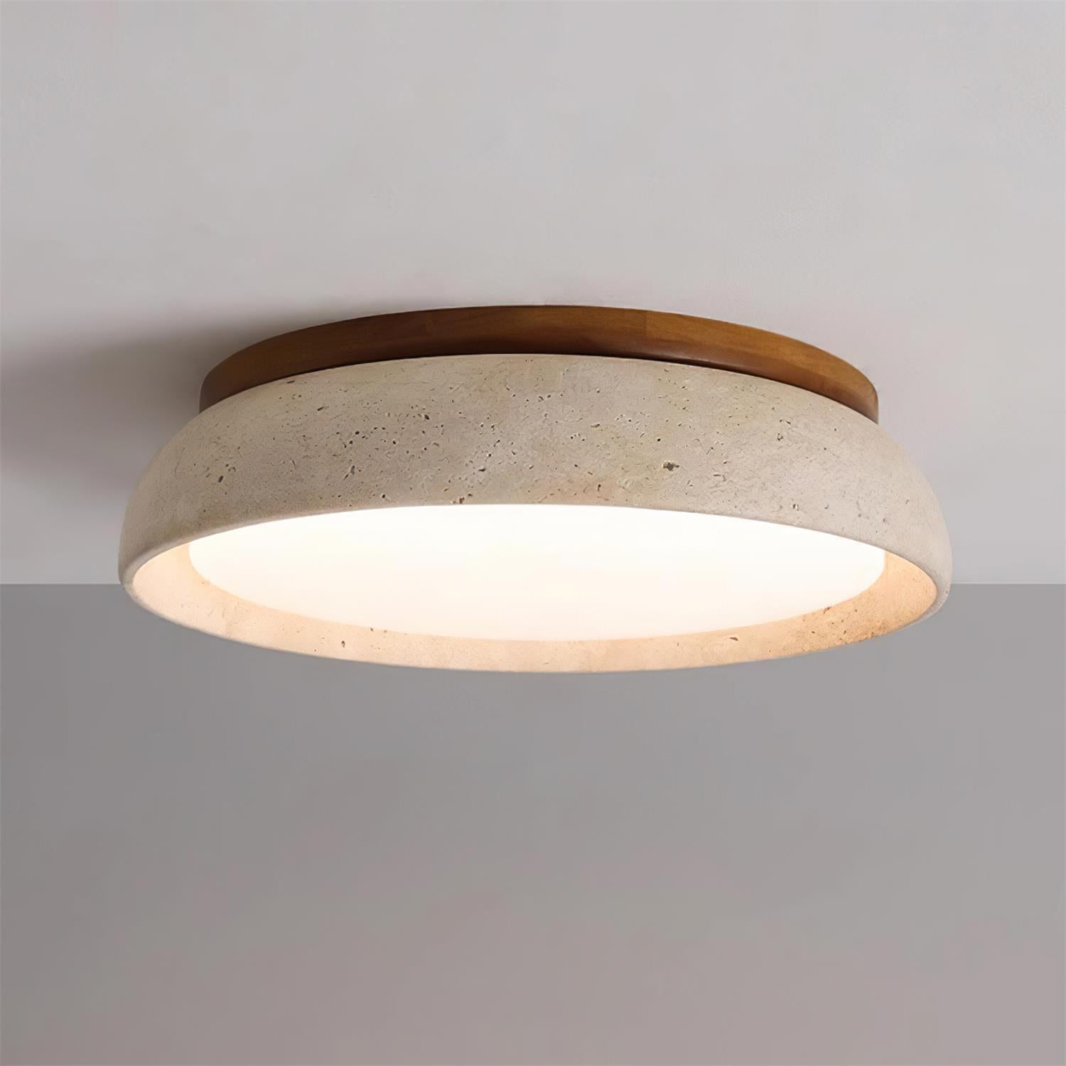 Elegant Ceiling Light Fixture | Modern Travertine Flush Mount with Integrated LED | Warm Ambiance for Any Room 7