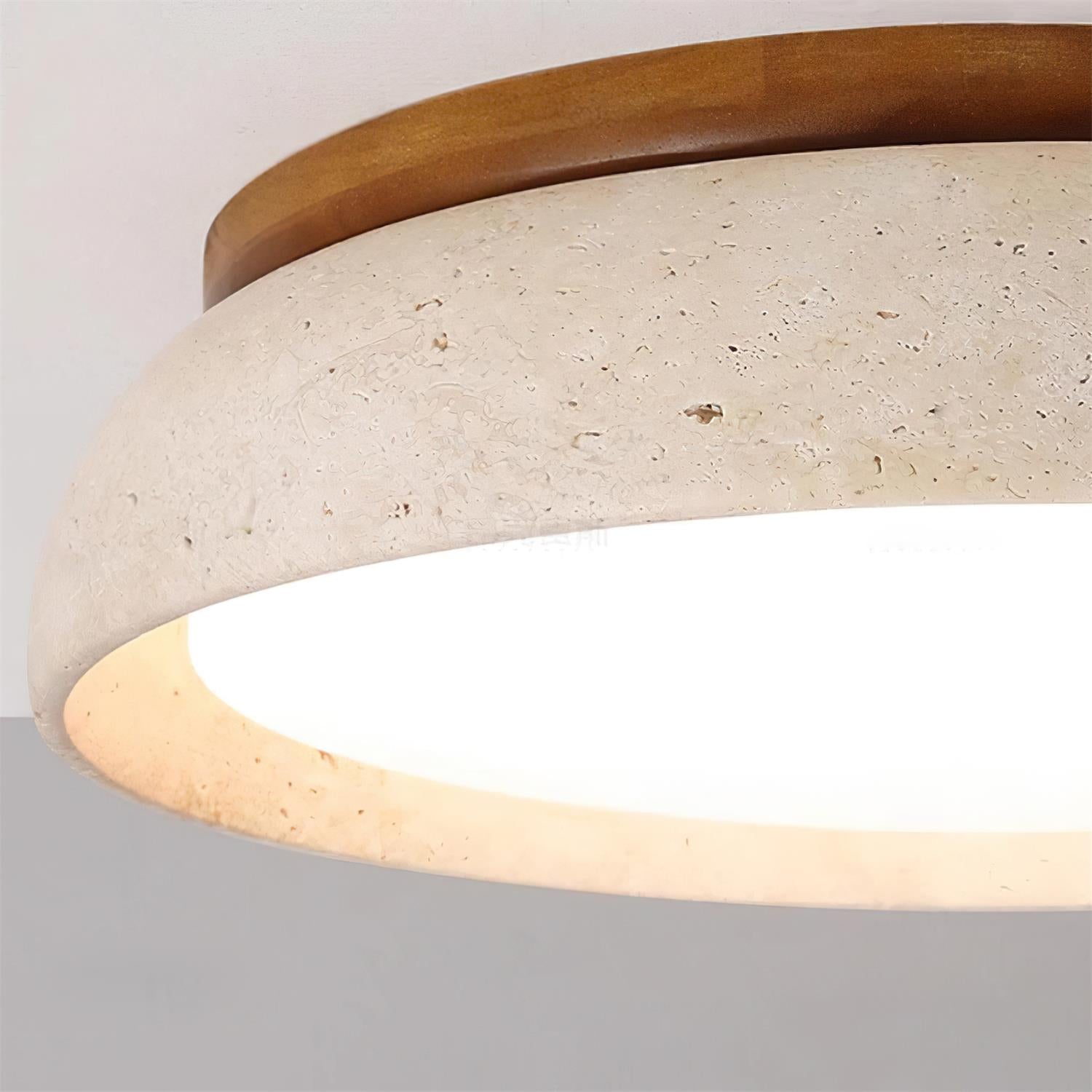 Elegant Ceiling Light Fixture | Modern Travertine Flush Mount with Integrated LED | Warm Ambiance for Any Room 8