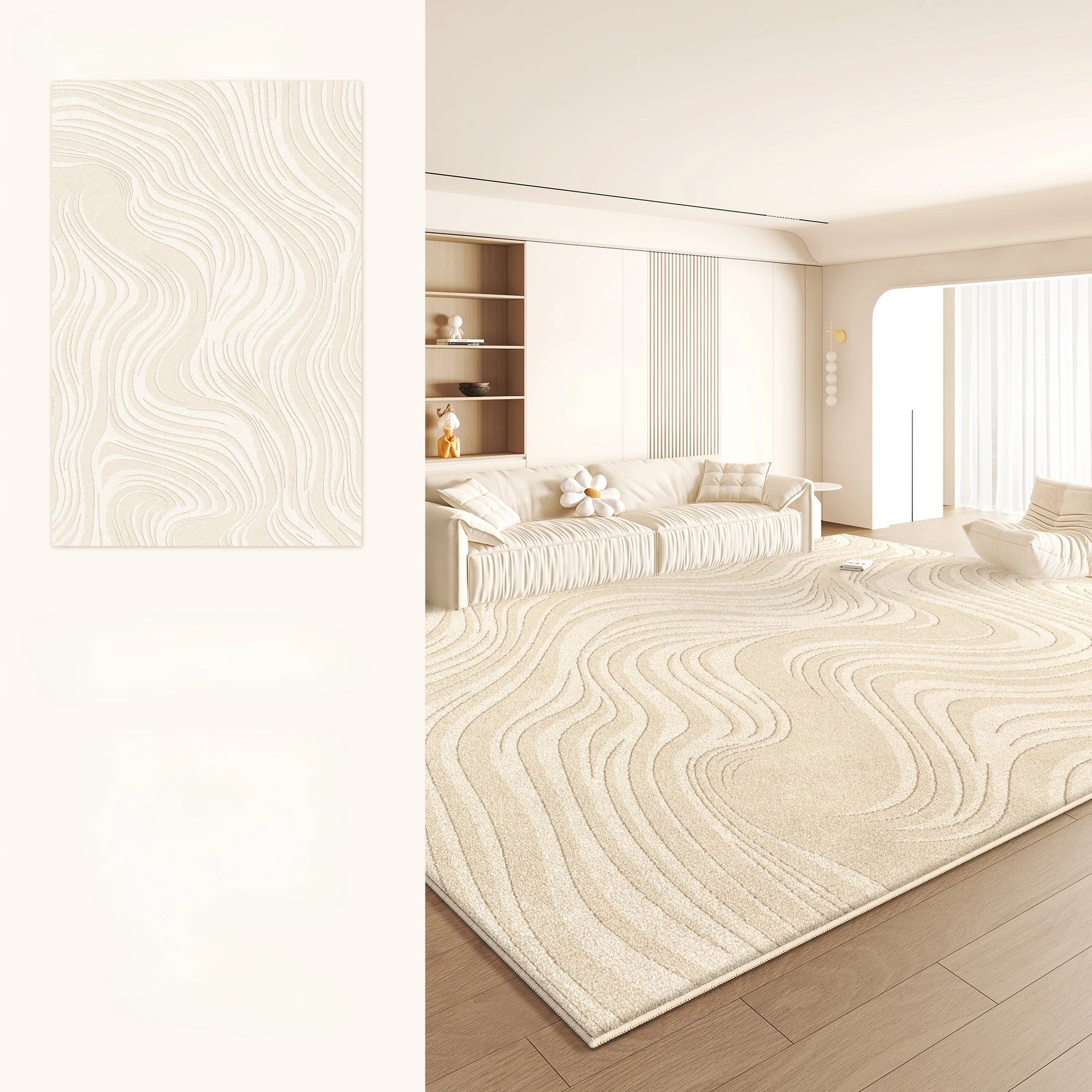 Elegant Cream Area Rug | Thick Anti-Slip Mat for Cozy Living Rooms & Custom Sizes Available 10