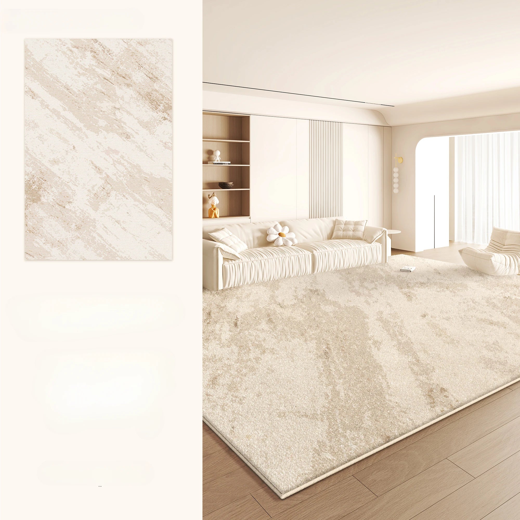 Elegant Cream Area Rug | Thick Anti-Slip Mat for Cozy Living Rooms & Custom Sizes Available 7