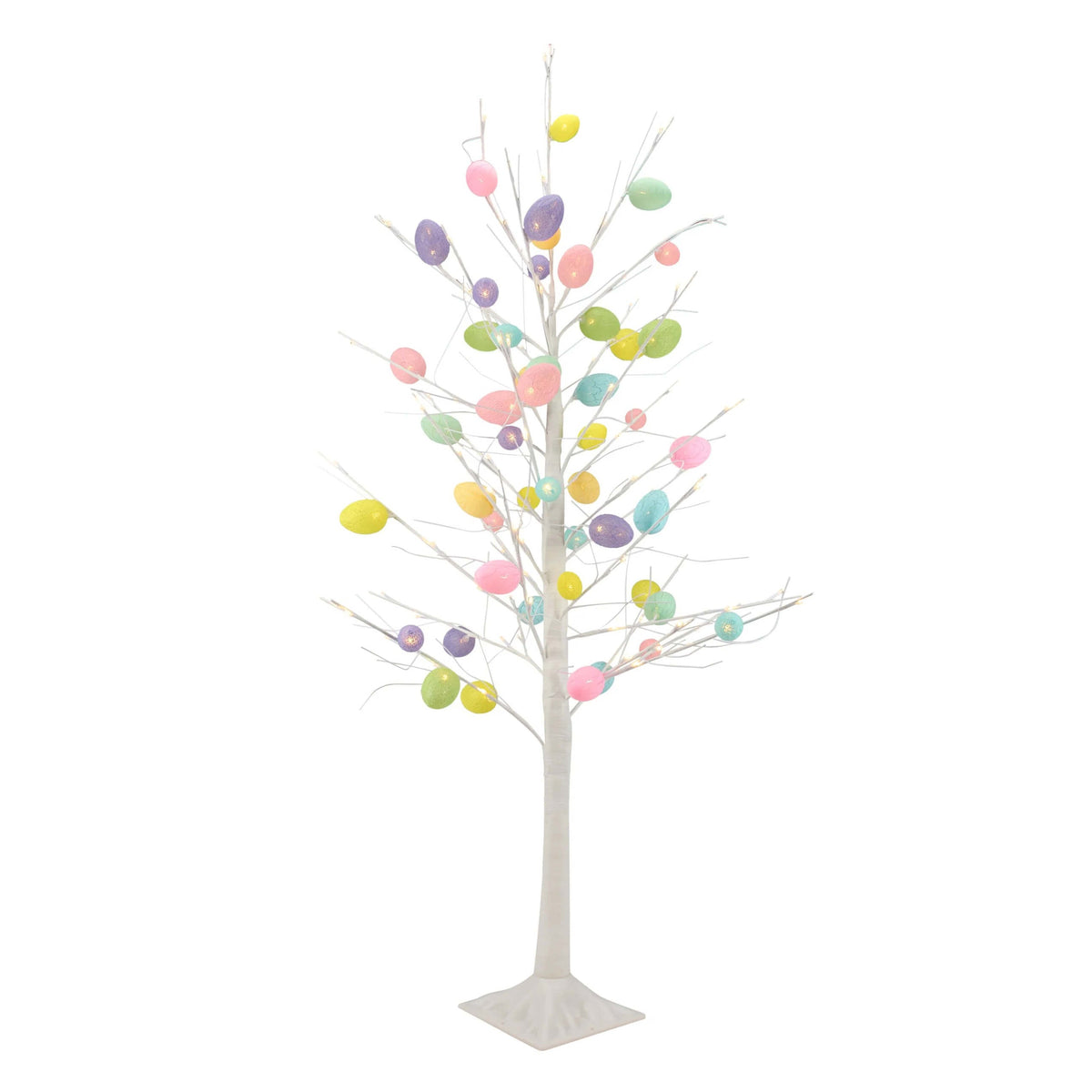 Freyza - Décoration de Pâques élégante | Arbre à œufs lumineux de 47 cm avec œufs en bois pastel | Ambiance éclatante pour les célébrations printanières
