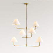 Freyza - Elegant Fabric Chandelier Light | Three-Tier Design with Brass Accents | Stylish Illumination for Indoor Spaces