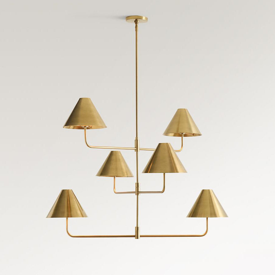 Freyza - Elegant Fabric Chandelier Light | Three-Tier Design with Brass Accents | Stylish Illumination for Indoor Spaces