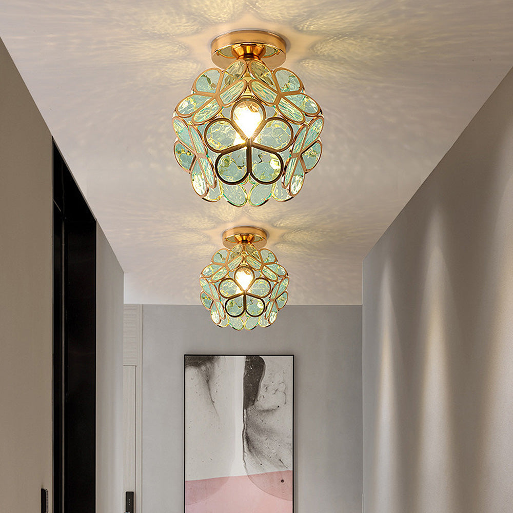 Freyza - Elegant Flower Ceiling Light Fixture with Glittering Accents