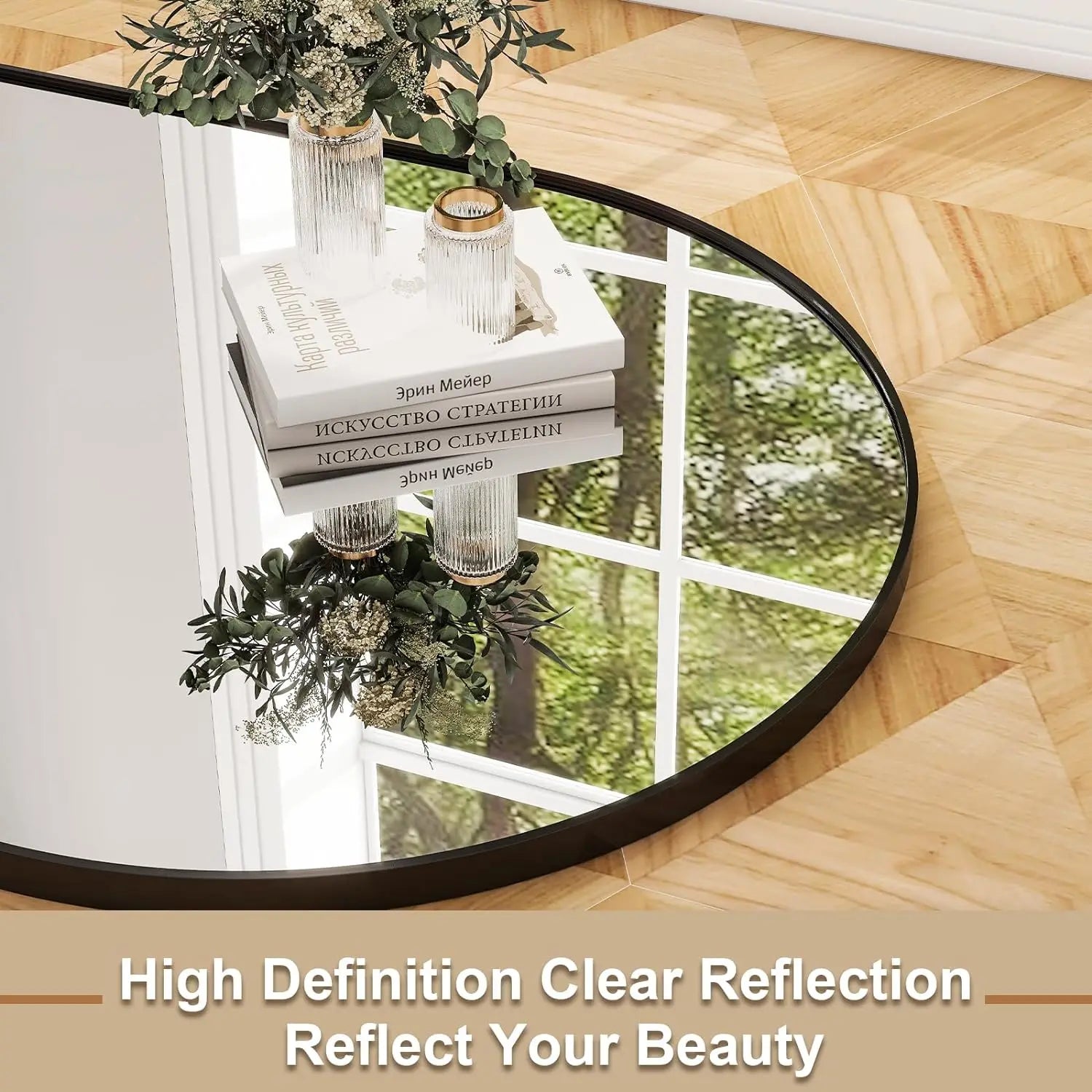 Elegant Full Length Mirror | Arched Aluminum Frame with Versatile Placement for Stylish Room Decor 3
