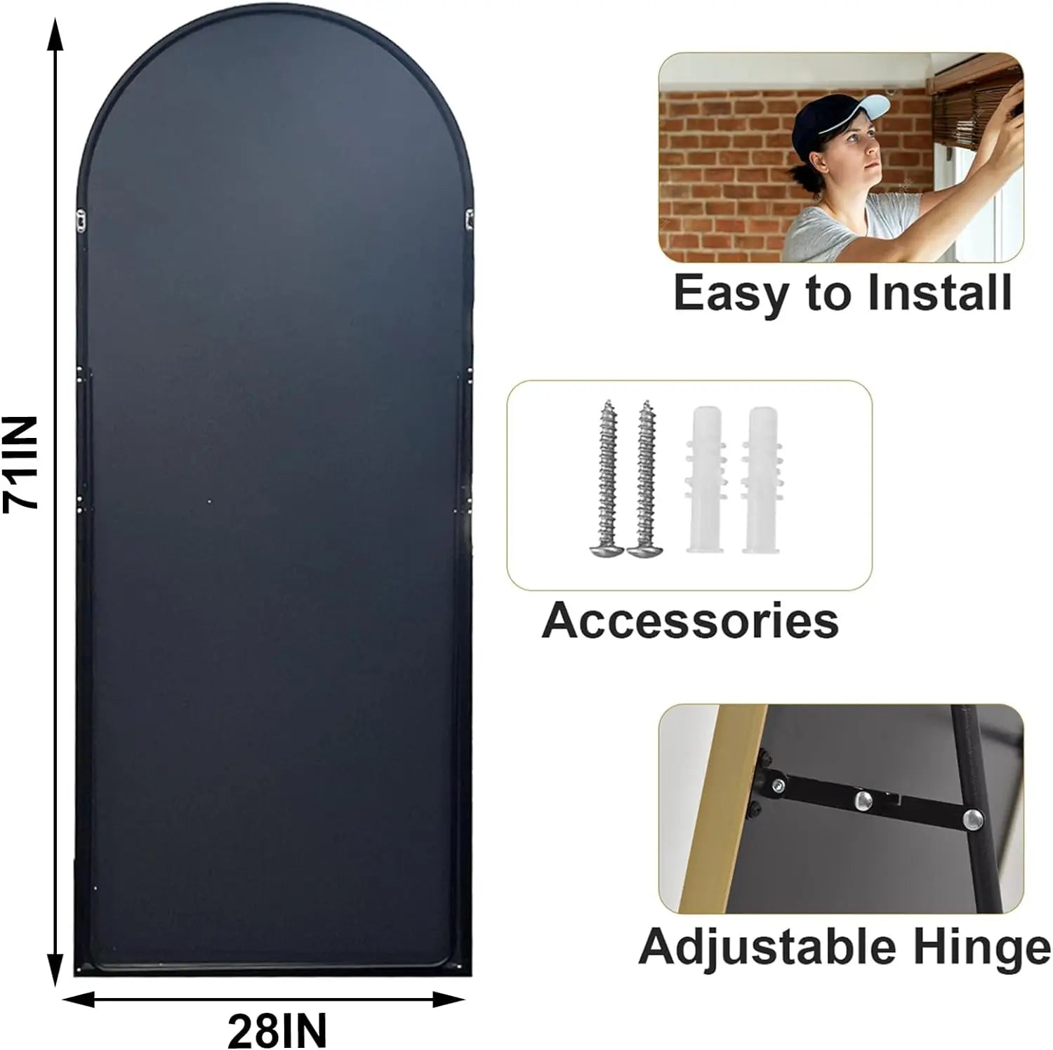 Elegant Full Length Mirror | Arched Aluminum Frame with Versatile Placement for Stylish Room Decor 4