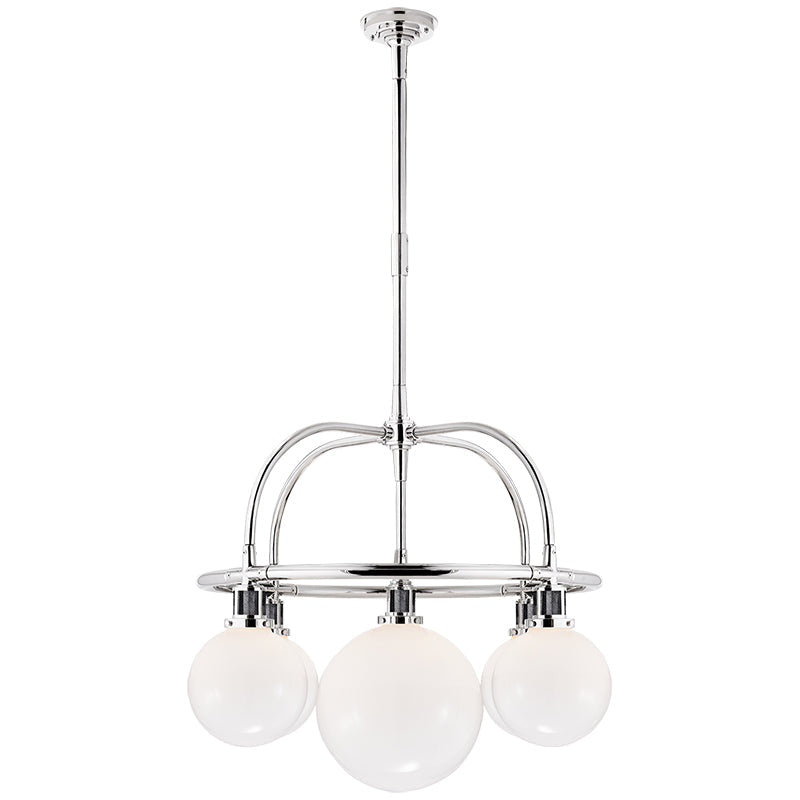 Freyza - Elegant Glass Chandelier | Modern 5-Light Design with Copper Accents | Stylish Indoor Lighting for Home Decor