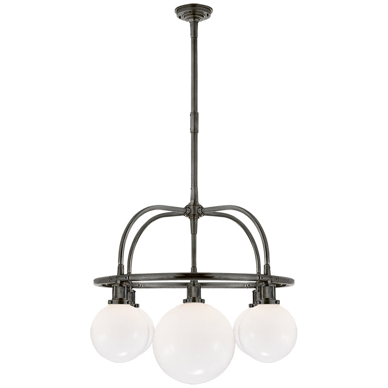 Freyza - Elegant Glass Chandelier | Modern 5-Light Design with Copper Accents | Stylish Indoor Lighting for Home Decor
