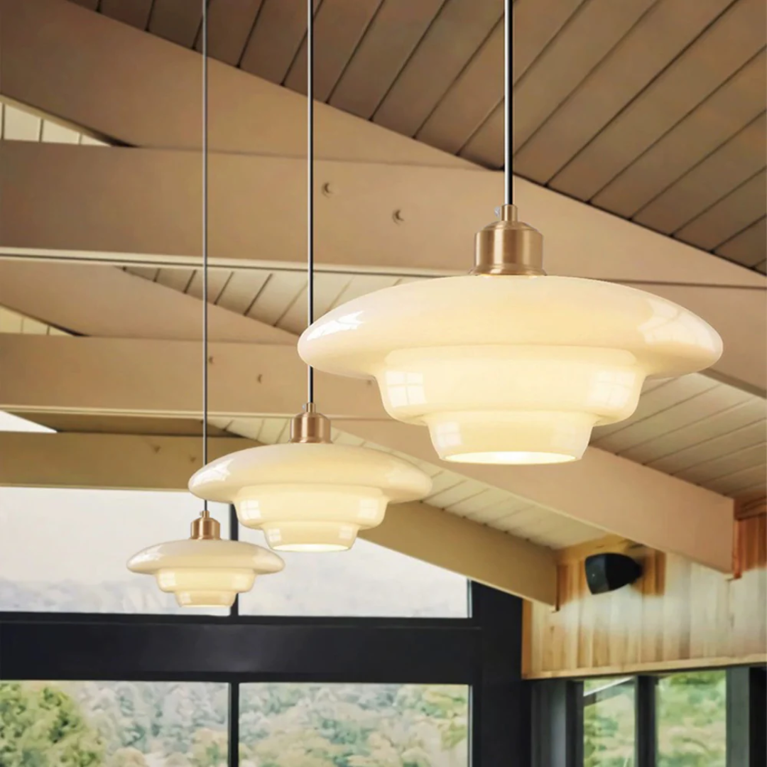 Elegant Glass Pendant Light with Adjustable Suspension for Cozy Kitchen Ambiance 9