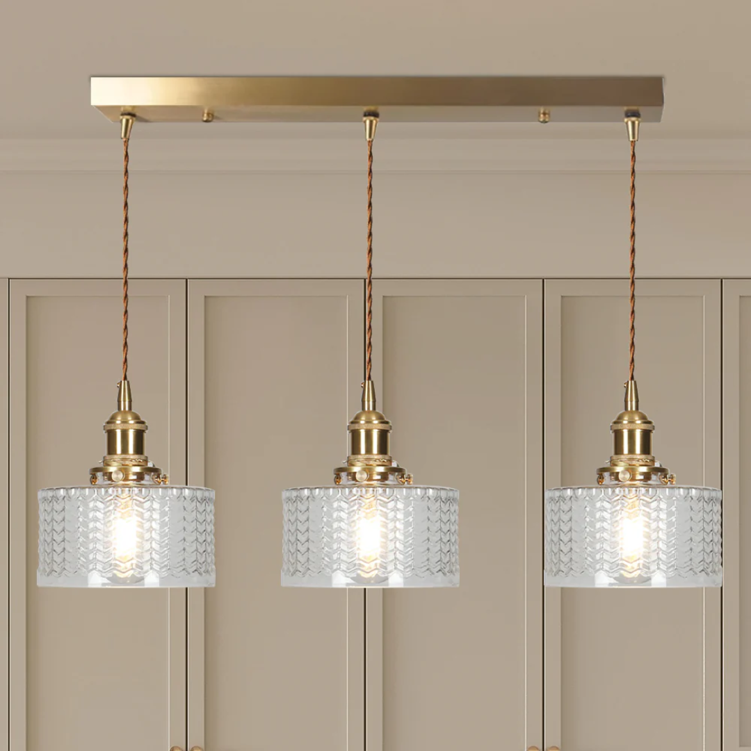 Elegant Hanging Lamp | Ribbed Green Glass Pendant Light with Brass Fixture | Adjustable Height for Cozy Ambiance 11