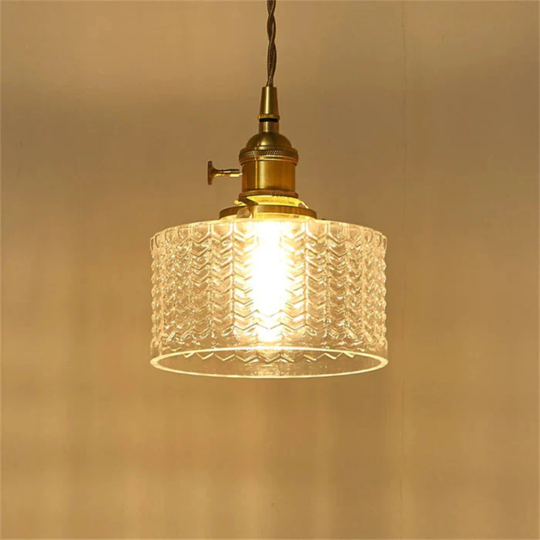Elegant Hanging Lamp | Ribbed Green Glass Pendant Light with Brass Fixture | Adjustable Height for Cozy Ambiance 12
