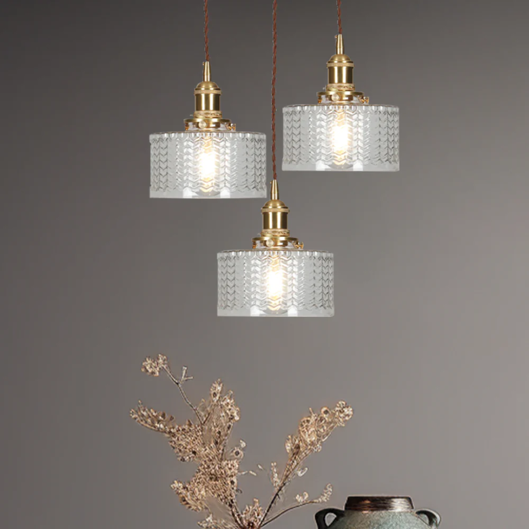 Elegant Hanging Lamp | Ribbed Green Glass Pendant Light with Brass Fixture | Adjustable Height for Cozy Ambiance 17