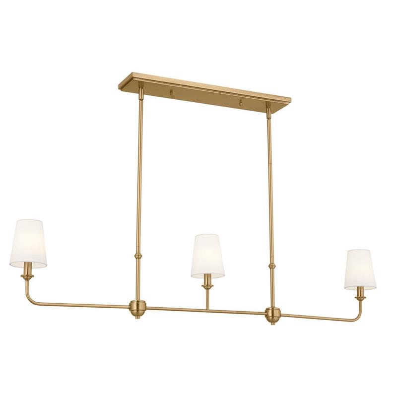 Freyza - Elegant Linear Chandelier Light with 3 Fabric Lampshades | Modern Black Design for Brightening Indoor Spaces