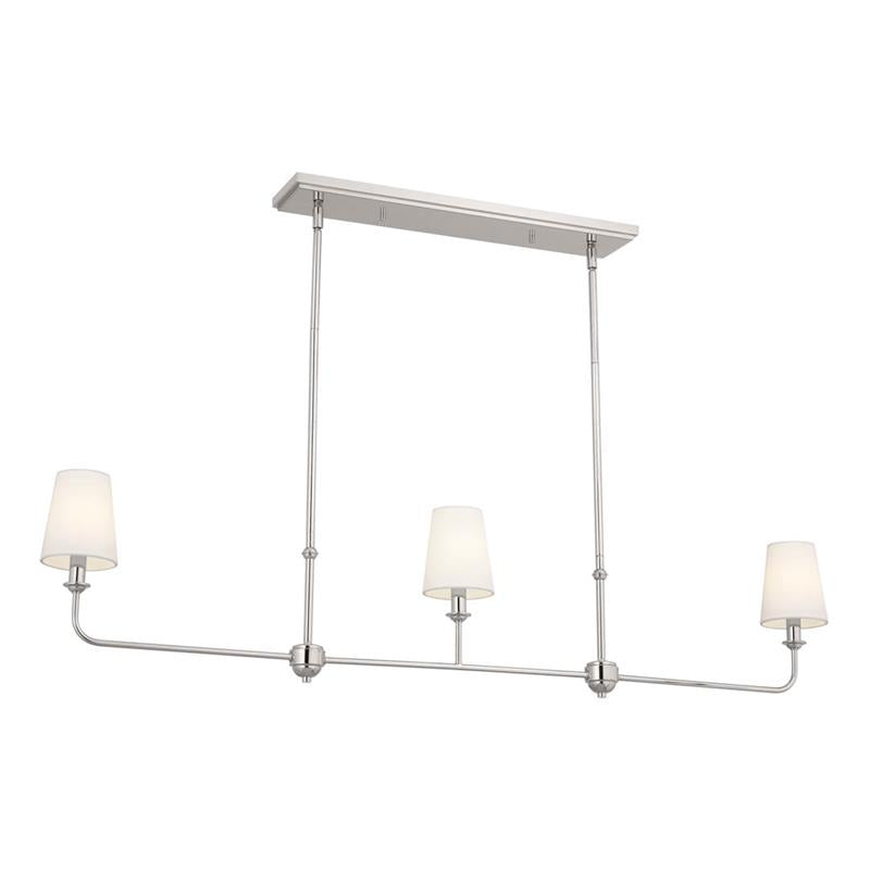 Freyza - Elegant Linear Chandelier Light with 3 Fabric Lampshades | Modern Black Design for Brightening Indoor Spaces