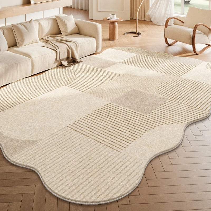 Elegant Plush Area Rug | Soft Fluffy Carpet with Irregular Shape | Cozy Addition for Living Room and Bedroom 2
