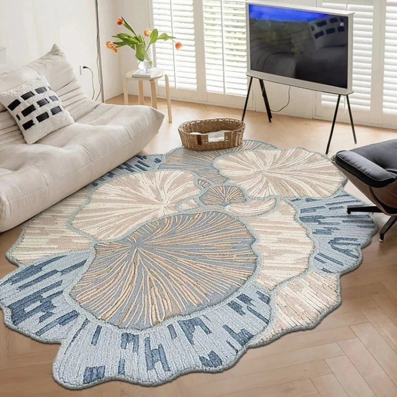 Elegant Plush Area Rug | Washable Irregular Shape Carpet for Luxurious Living Spaces 0