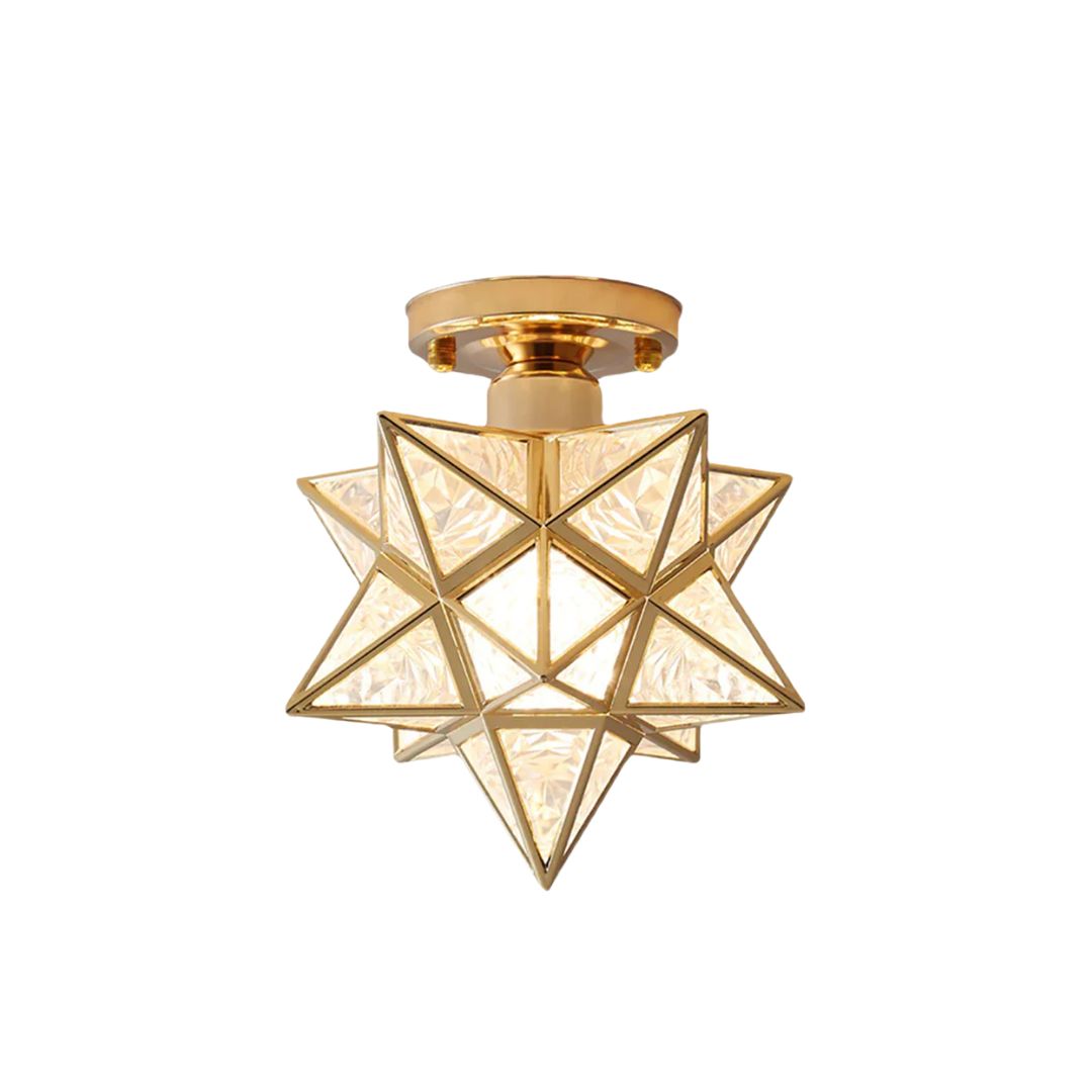 Elegant Star Shape Ceiling Light Fixture with Gold Finish | Compact Design for Warm Ambiance 1