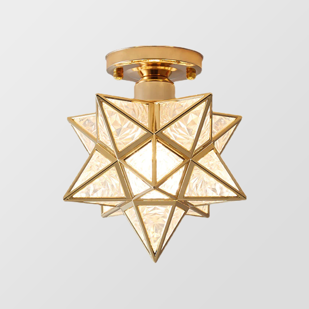 Elegant Star Shape Ceiling Light Fixture with Gold Finish | Compact Design for Warm Ambiance 2