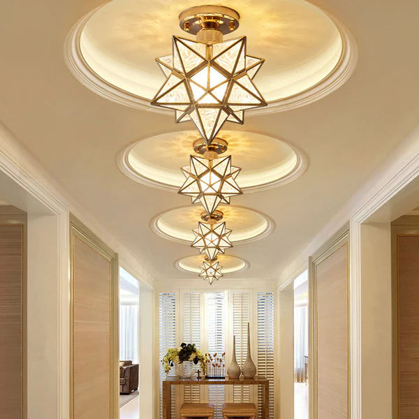 Elegant Star Shape Ceiling Light Fixture with Gold Finish | Compact Design for Warm Ambiance 3