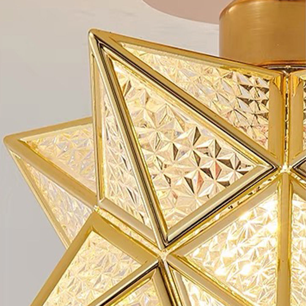 Elegant Star Shape Ceiling Light Fixture with Gold Finish | Compact Design for Warm Ambiance 5
