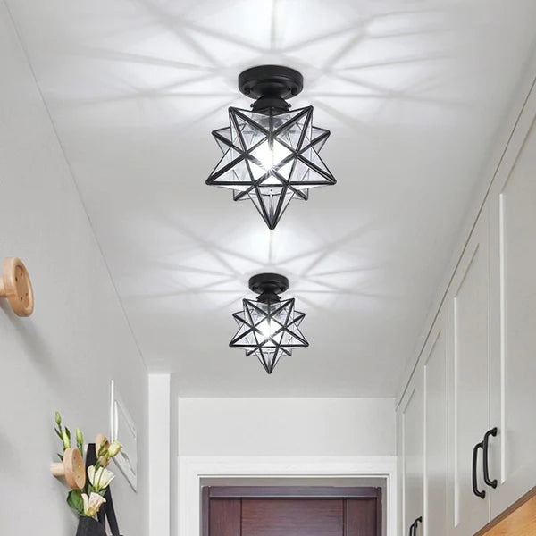 Elegant Star Shape Ceiling Light Fixture with Gold Finish | Compact Design for Warm Ambiance 8