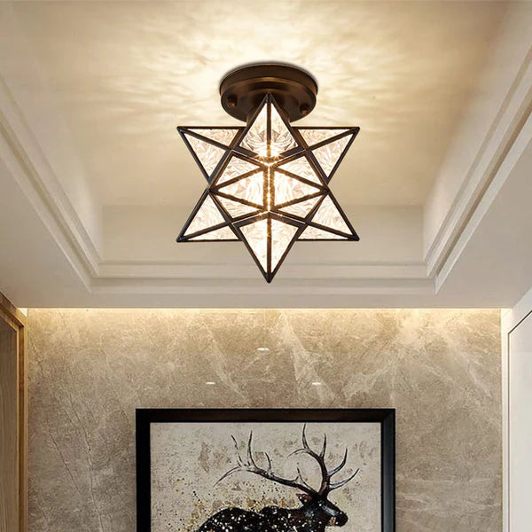 Elegant Star Shape Ceiling Light Fixture with Gold Finish | Compact Design for Warm Ambiance 9