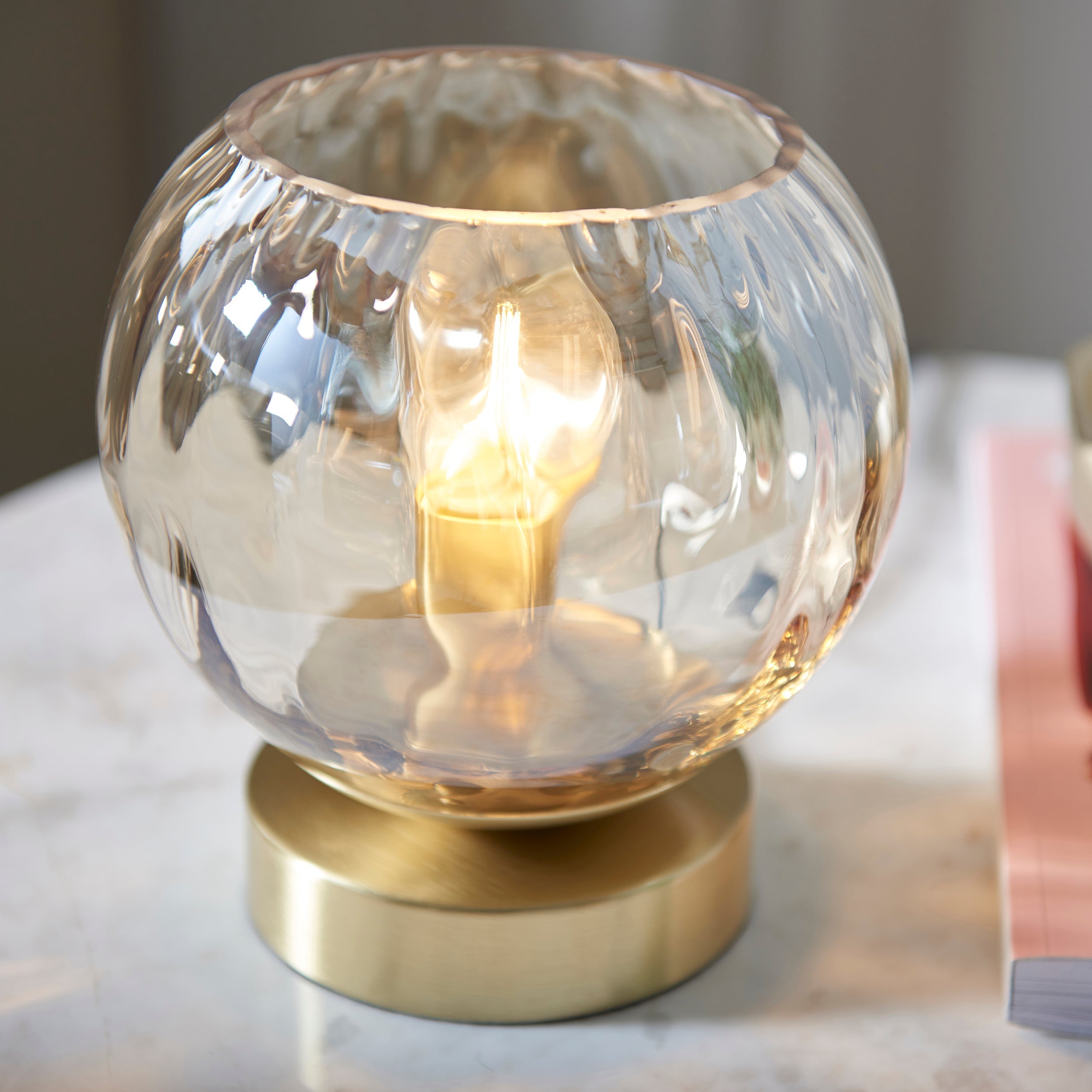 Elegant Table Lamp | Satin Brass Finish with Champagne Glass | Stylish Bedside Lighting for Modern Interiors 5